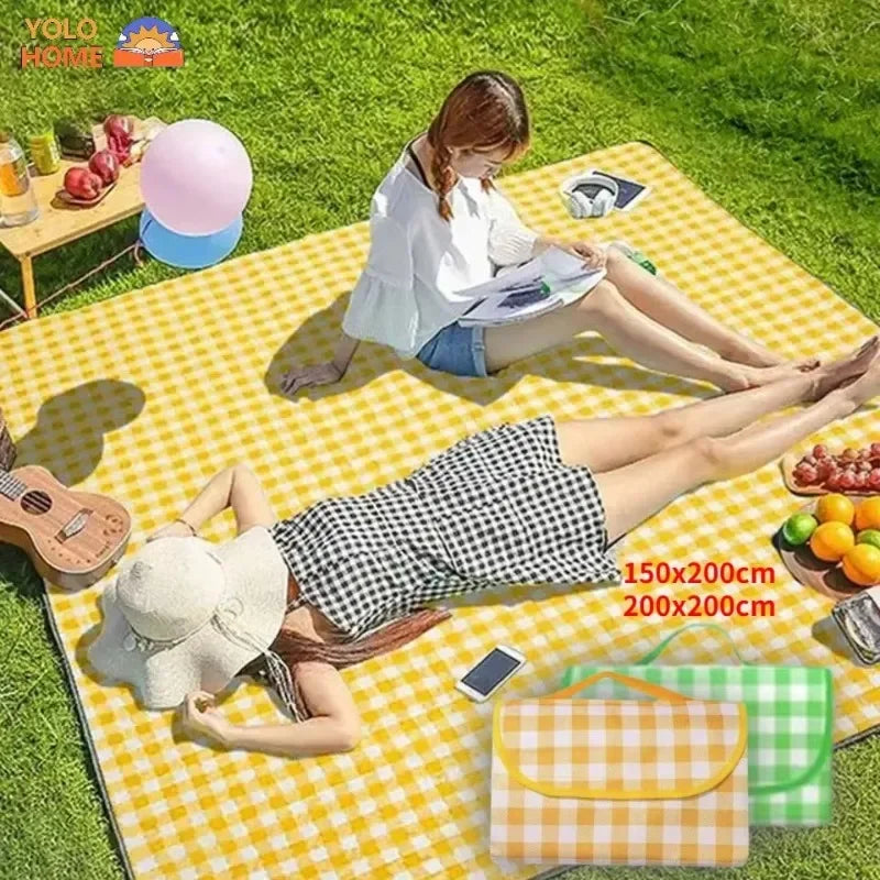 Foldable Picnic Mat Waterproof Picnic Blanket Strap Mat Oxford Cloth Beach Mats Ultralight Picnic Pad Outdoor Travel Large Thick