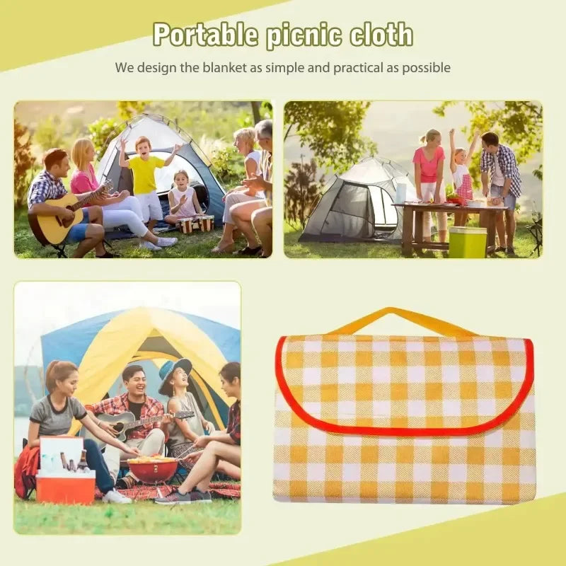 Foldable Picnic Mat Waterproof Picnic Blanket Strap Mat Oxford Cloth Beach Mats Ultralight Picnic Pad Outdoor Travel Large Thick
