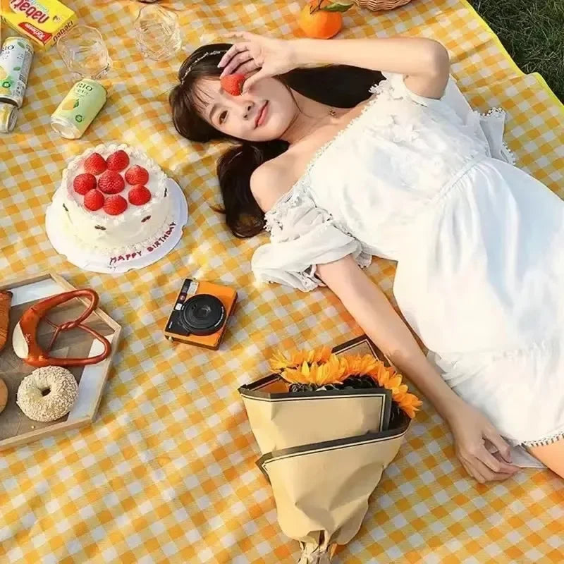Foldable Picnic Mat Waterproof Picnic Blanket Strap Mat Oxford Cloth Beach Mats Ultralight Picnic Pad Outdoor Travel Large Thick